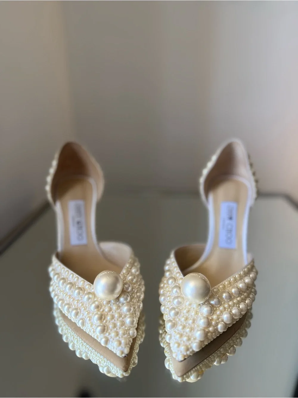 New JIMMY CHOO Sabine 85 faux pearl-embellished satin pumps 36.5 $1,895 - Picture 7 of 16